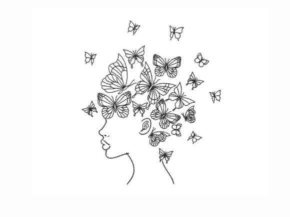 African Woman with Butterflies