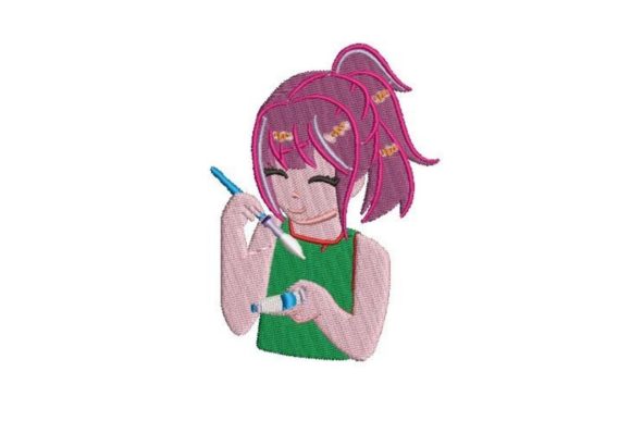 Animestyle Girl Holding a Paintbrush