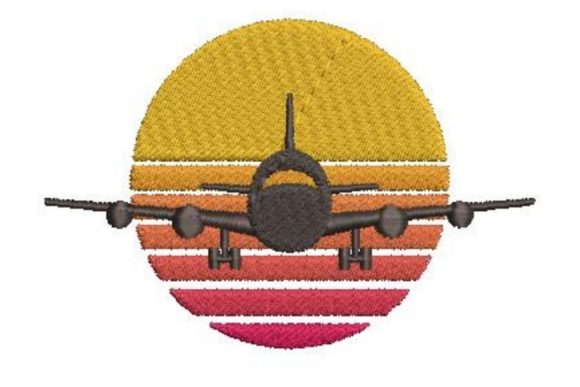 Retro Plane Silhouette with Sunset