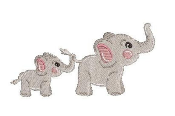 Watercolor Elephants Holding Each Others Tails